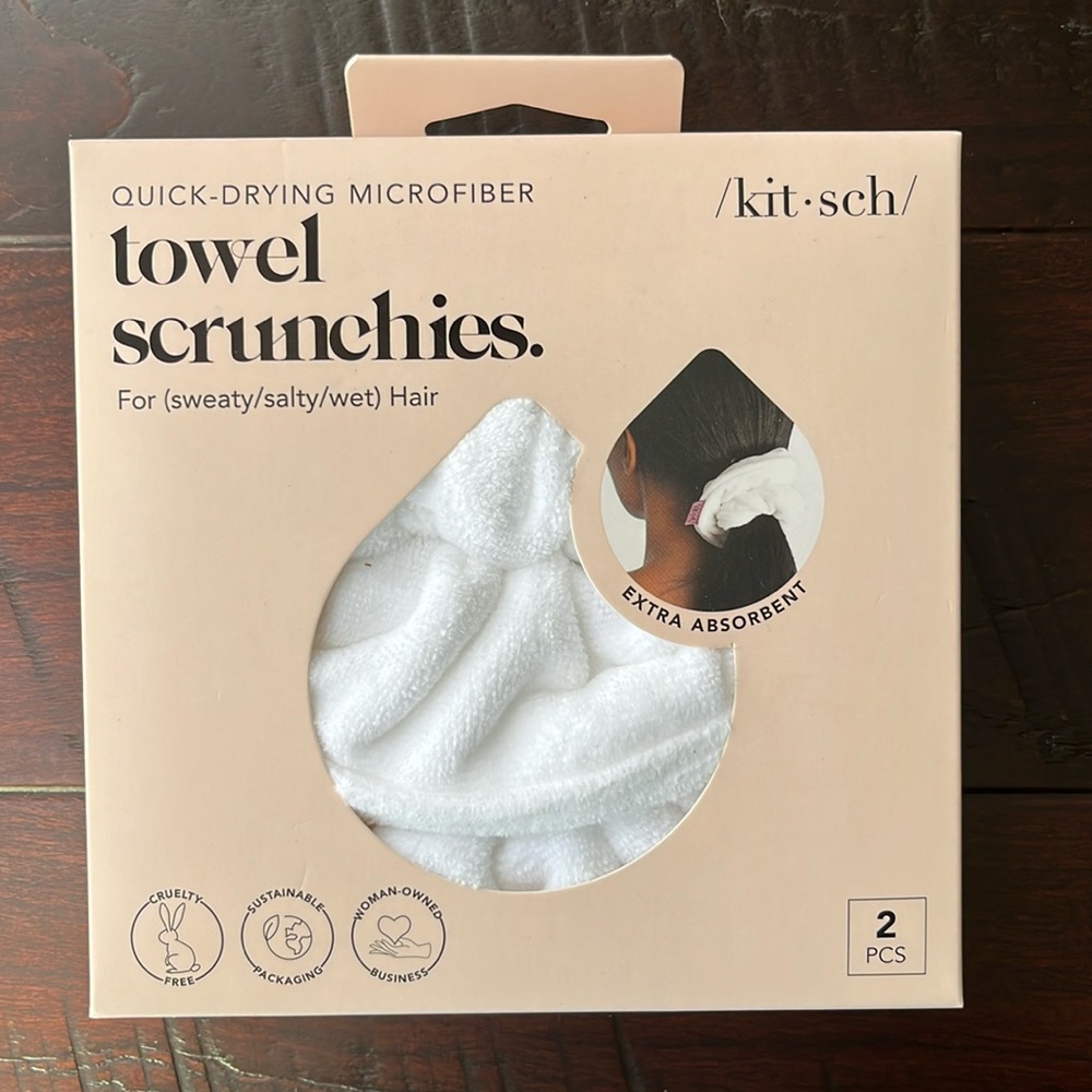 NWT Kitsch Quick-Drying Microfiber Towel Scrunchies - Set of 2